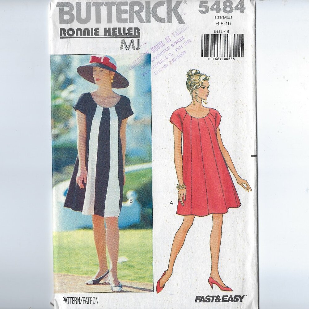 Butterick Ronnie Heller Fast & Easy Pattern #5484 Sizes 6-8-10 UNCUT
